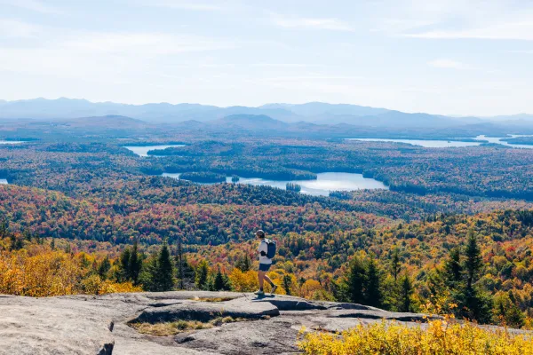 View of a hiker on St Regis Mountain