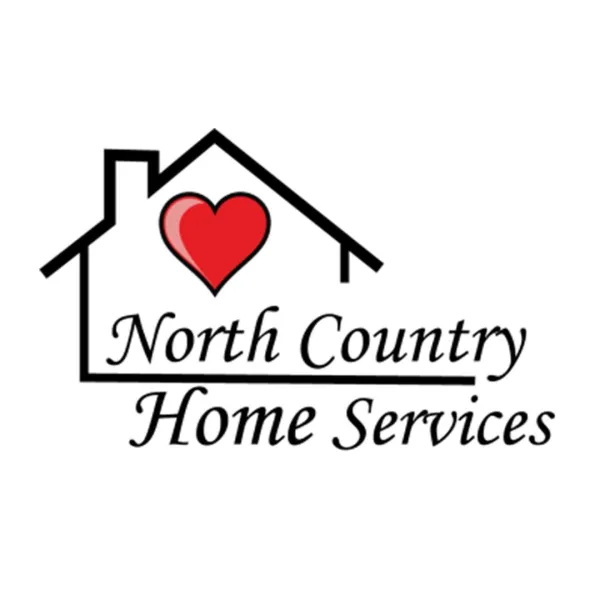 North Country Home Services with an outline of a house with a large red heart.