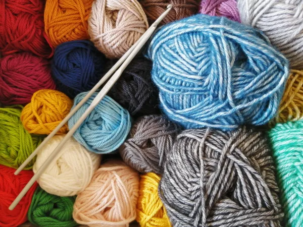 Various balls of colorful yarn