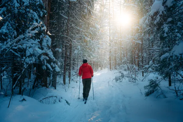 Skiing on the Jackrabbit in Saranac Lake.