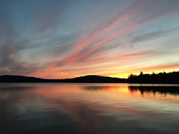 This clover-shaped lake is perfectly positioned for spectacular sunsets.