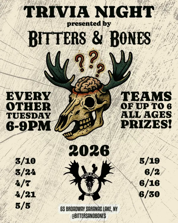 flyer with an illustrated moose skull cut to reveal a brain and all info from the info box below.