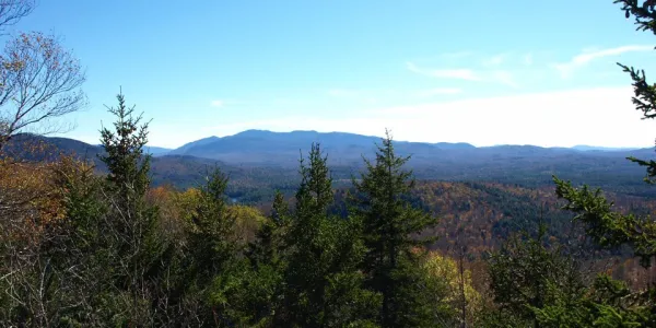 Hazy views atop a mountain