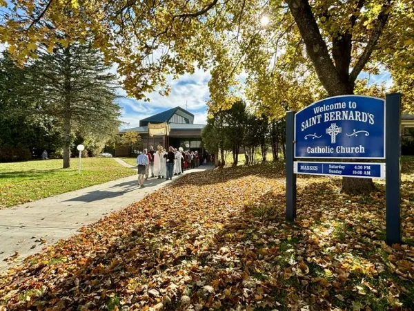 Blue sign for the St Bernards Parish