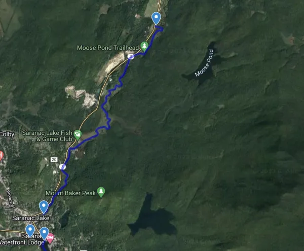 Map of paddle route down a river