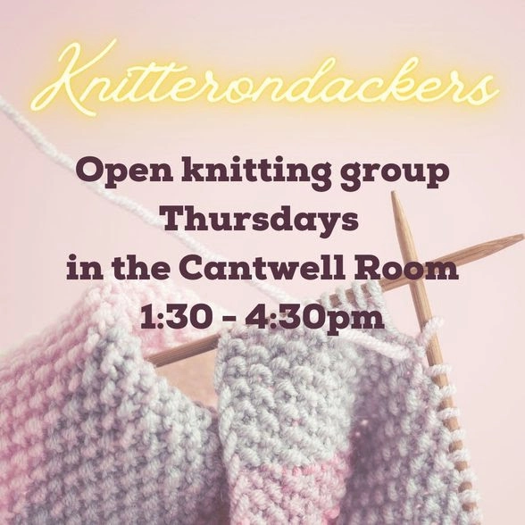 Open knitting group informational flyer