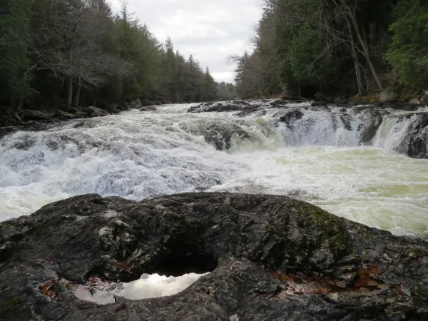 A waterfall in a river