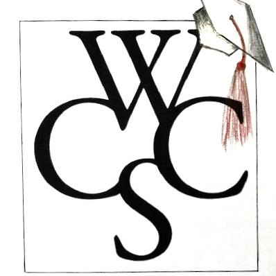 Intertwined 'W', 'C', 'S' and 'C' with a graduation cap hanging on the 'W'.