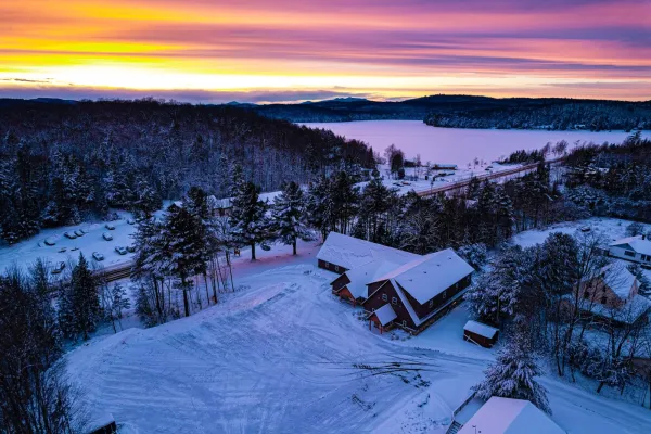 A colorful sunset over this small chapel.