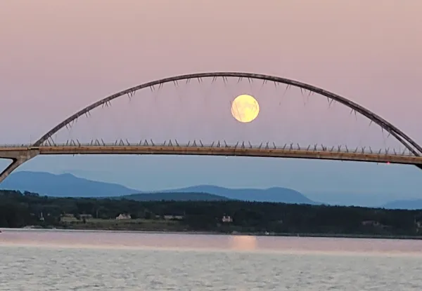 Moon over lake