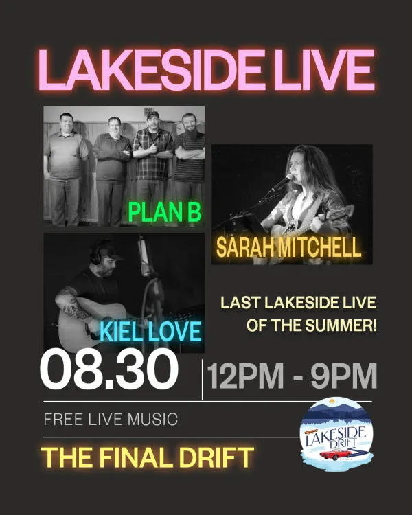 The final drift of Lakeside Live at Lakeside Drift featuring Kiel Love, Sarah Mitchell and Plan B.
