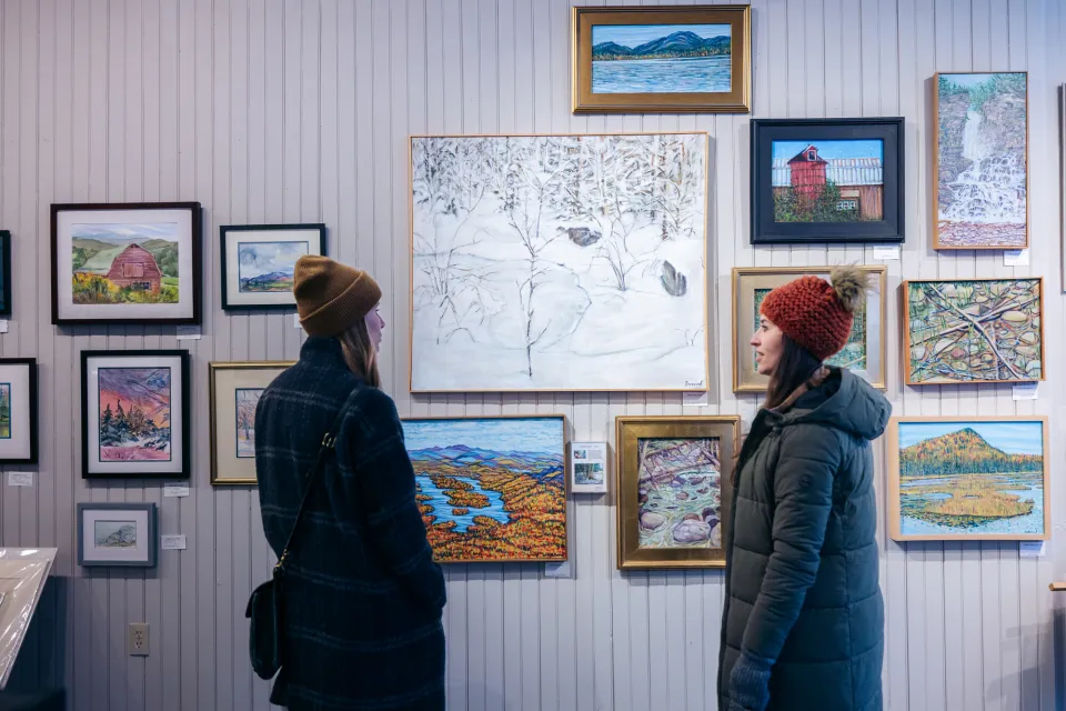Exploring art galleries in the winter.