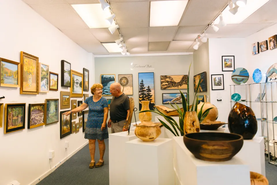 Exploring an Art Gallery in downtown Saranac Lake.